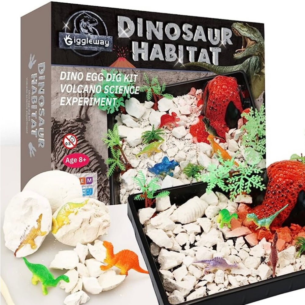 Giggleway Create a Dinosaur Habitat with Dino Egg Dig Kit & Volcano Science Kit